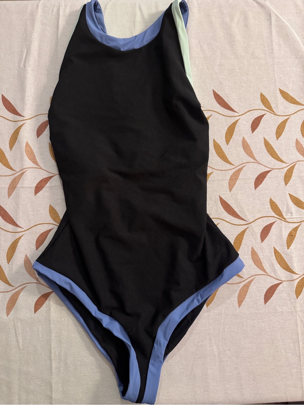 Beach Riot Black One-Piece Swimsuit with Periwinkle and Mint Accents